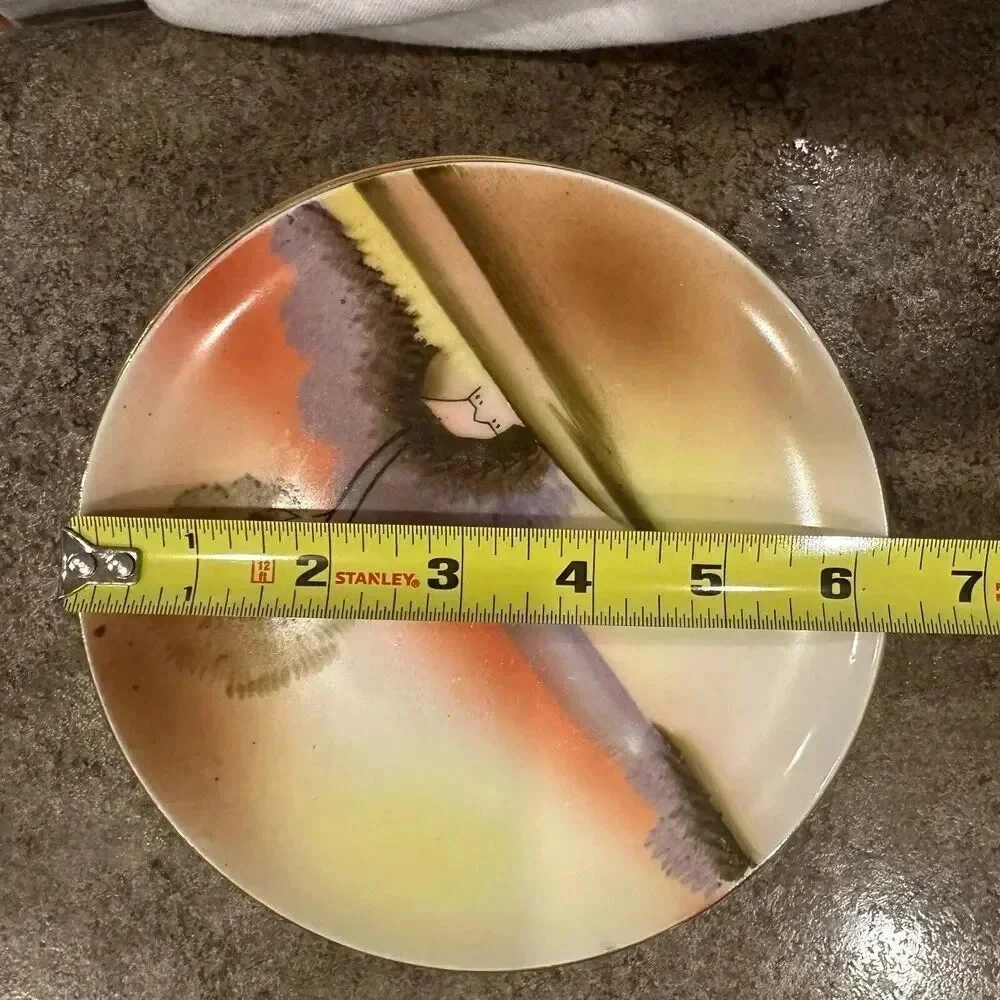 Vintage Hand Painted Made In Japan Plate Set Outdoor House Tree 6”